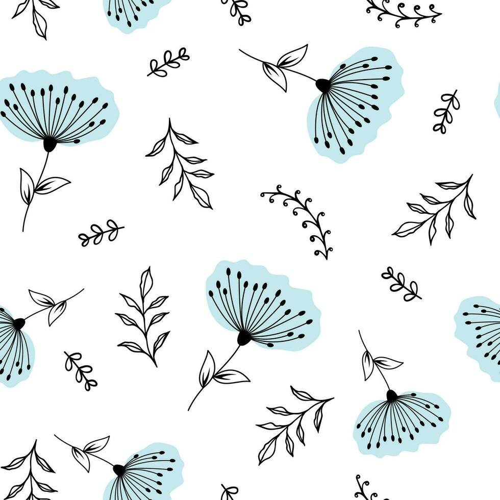 Seamless pattern with delicate blue flowers vector