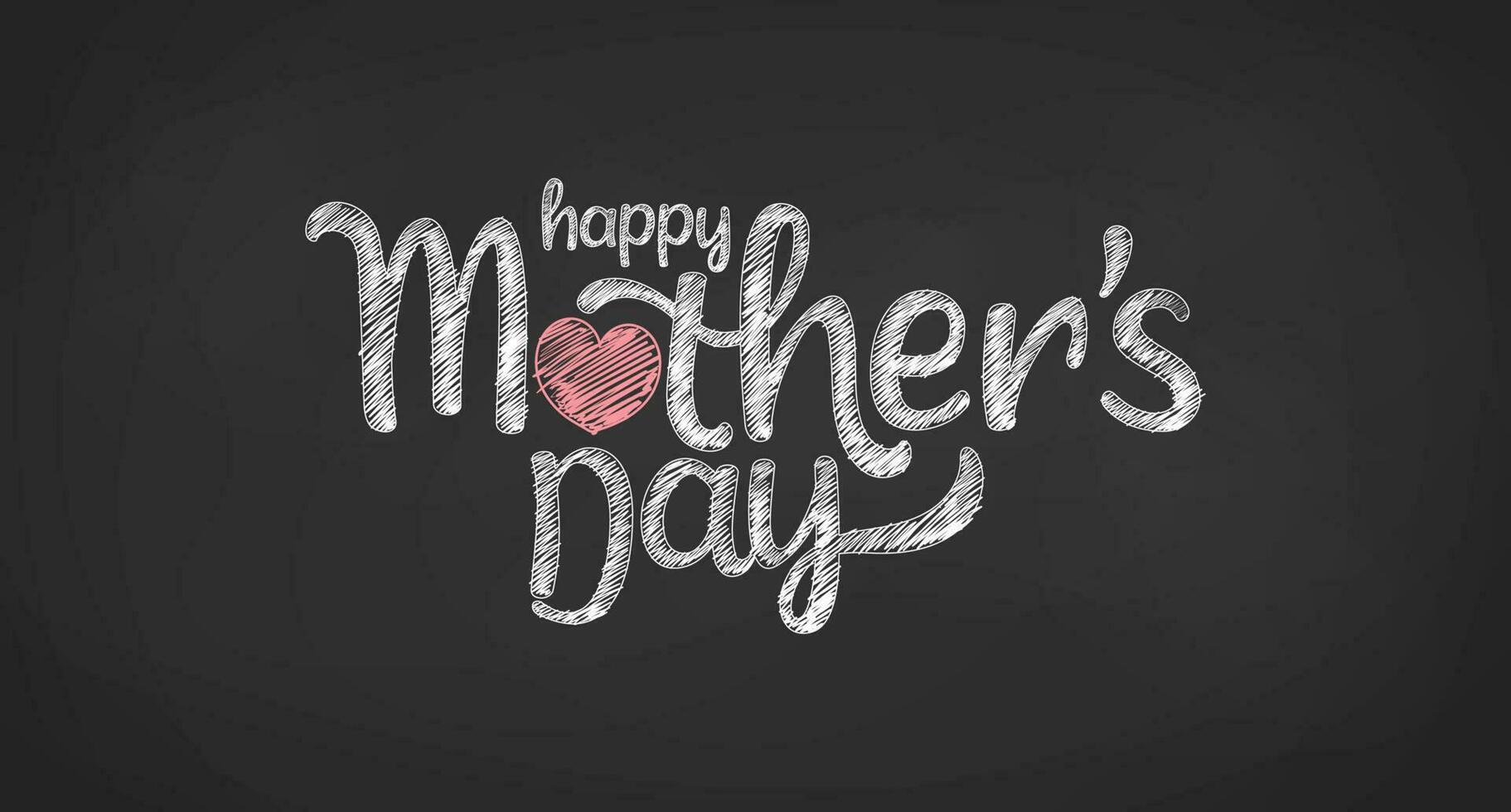 Mother's Day Simple Hatch Chalk Style Calligraphy Hand Drawn Lettering With Love Heart Ornaments vector