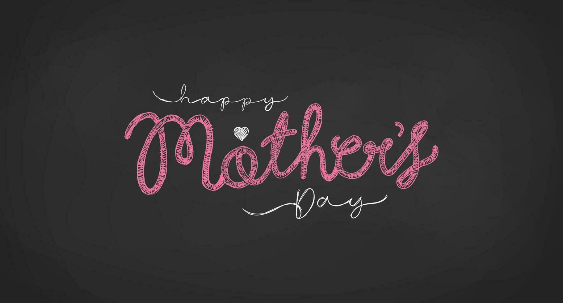 Mother's Day Simple Hatch Chalk Style Calligraphy Hand Drawn Lettering With Love Heart Ornaments vector