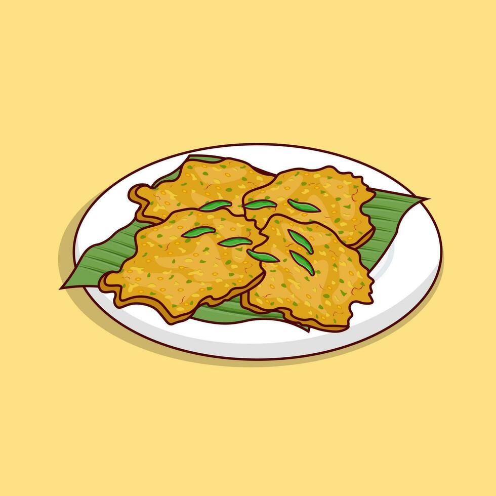 Indonesian food bakwan with chili detail vector