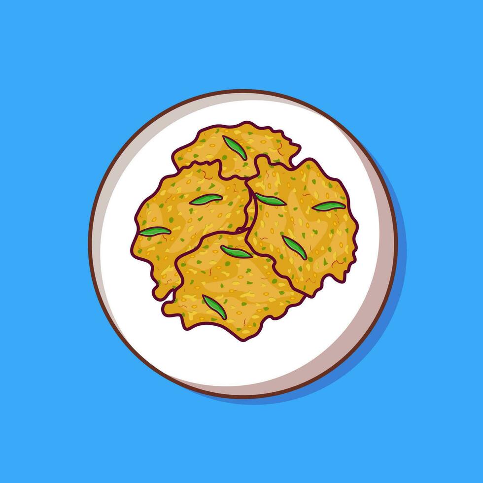 Indonesian food bakwan with chili detail vector