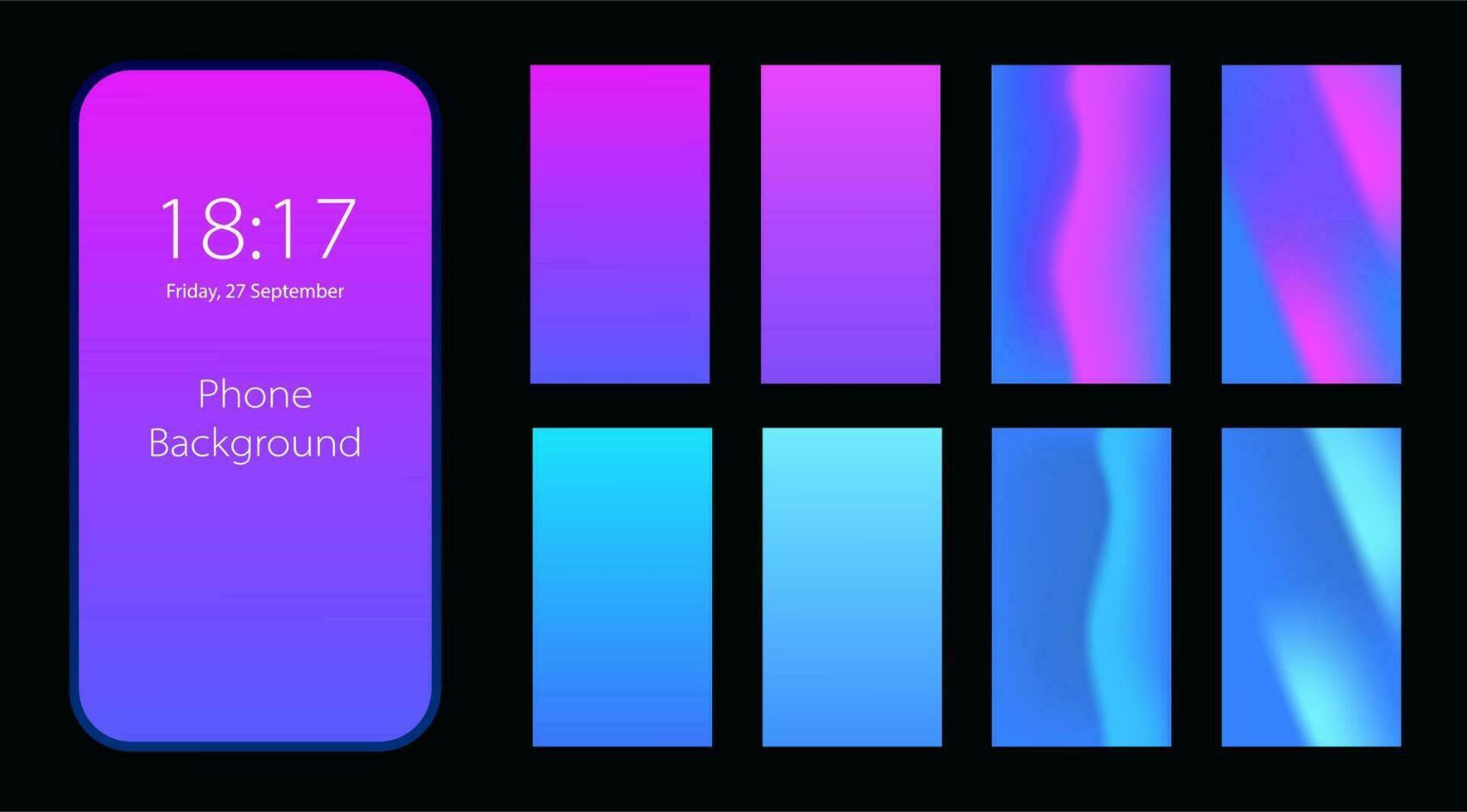 Phone gradient background with saturated colors. vector