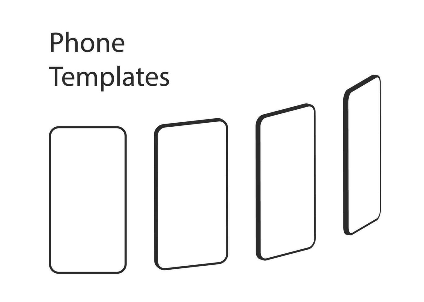 Four frameless cell phone templates on white background vector