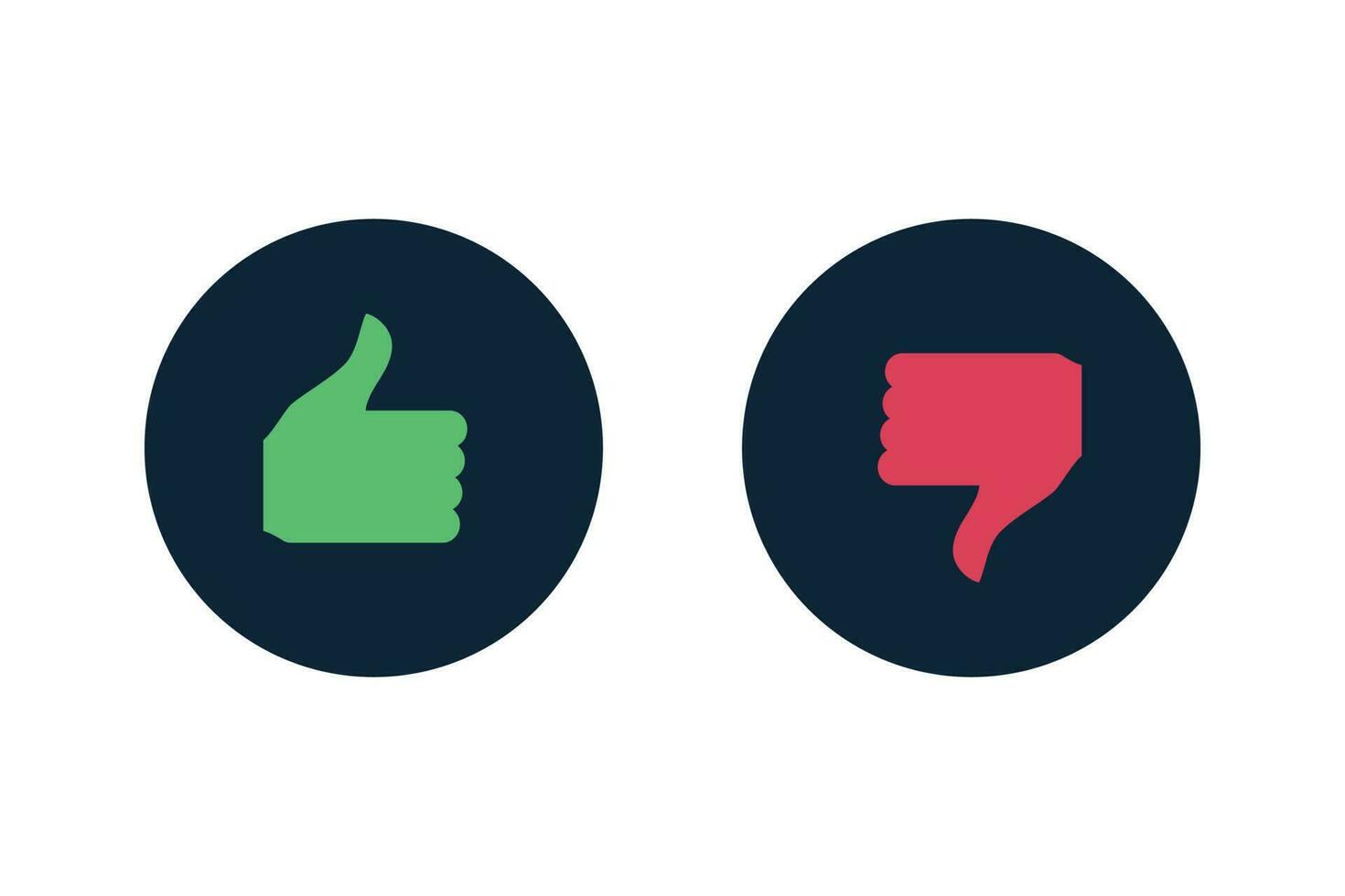 Green and red Like and dislike icon inside  circle. vector