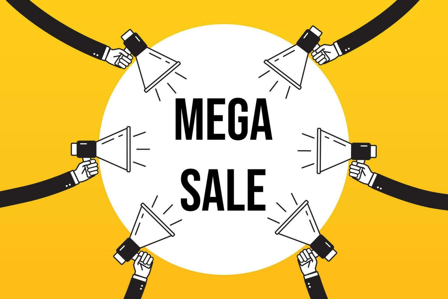 Mega sale banner in the white circle vector