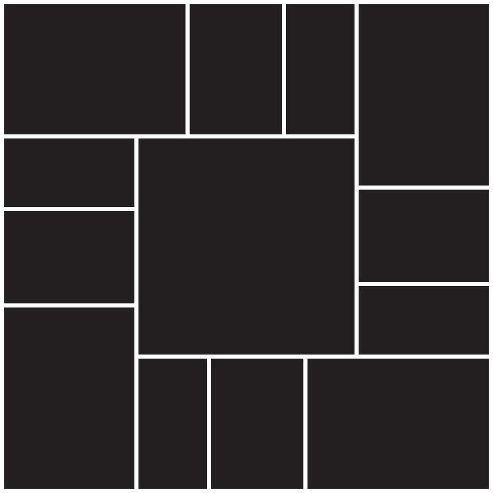 Photo collage pattern. White frames, black pattern vector