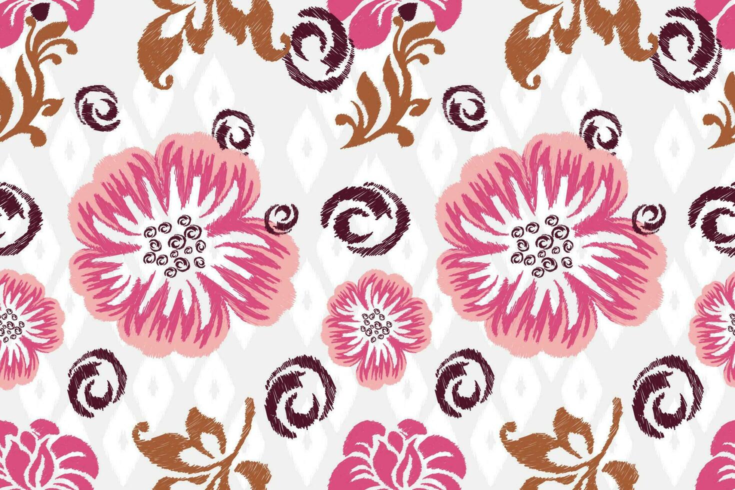 ikat floral cachemir bordado en blanco fondo.ikat étnico oriental sin costura modelo tradicional.azteca estilo resumen vector ilustración.diseño para textura,tela,ropa,envoltura,decoración.