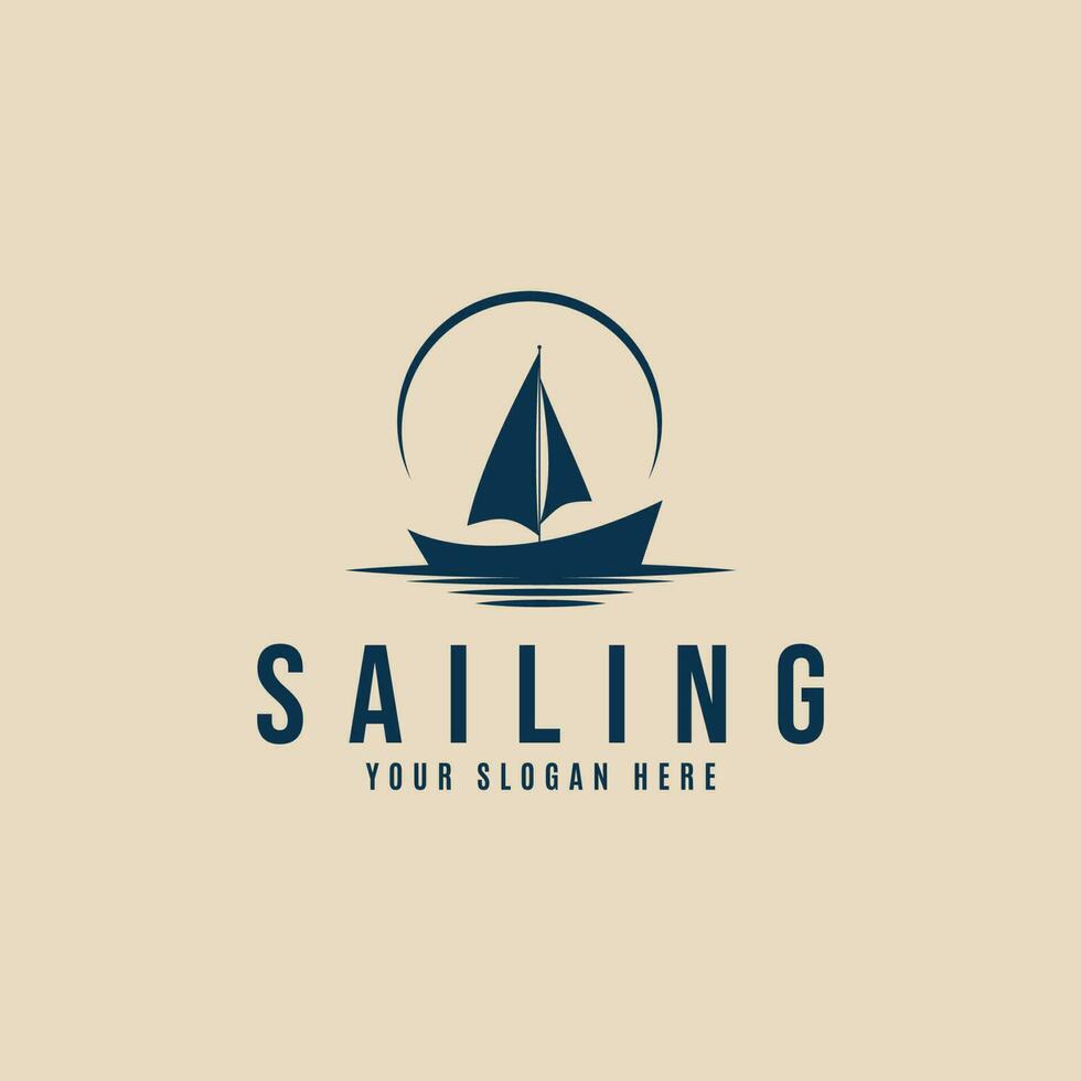 sailing boat logo vintage design template vector  illustration design