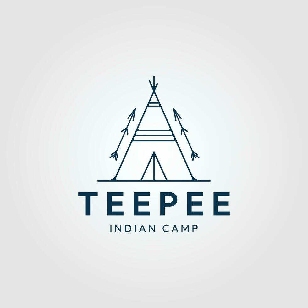 tipi indio acampar línea Arte logo icono y símbolo vector ilustración diseño