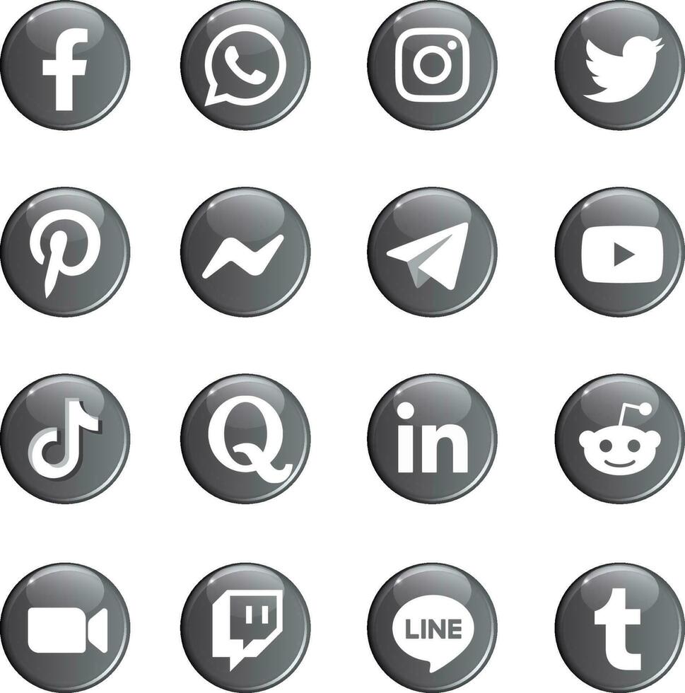 Icon Set - Social Media Button Monochrome vector