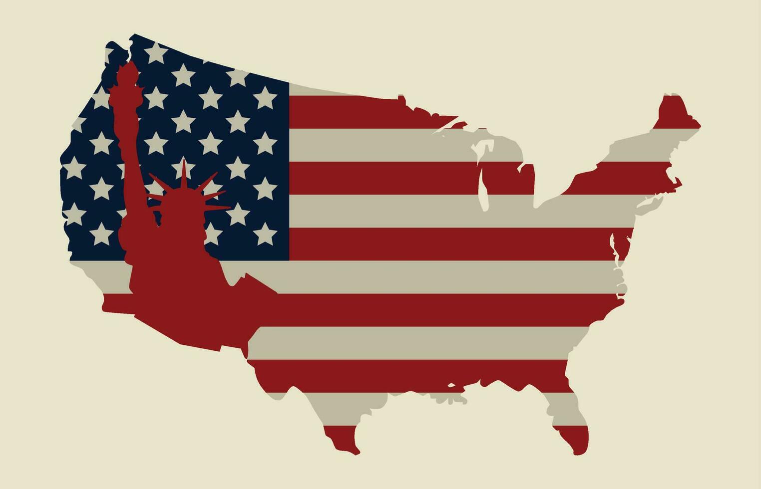 American map with american flag inside it illustration vector