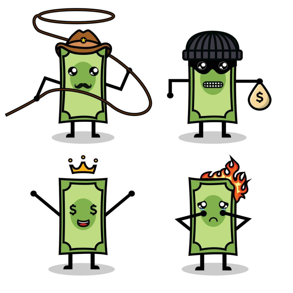 Money character mascot with different pose illustration vector