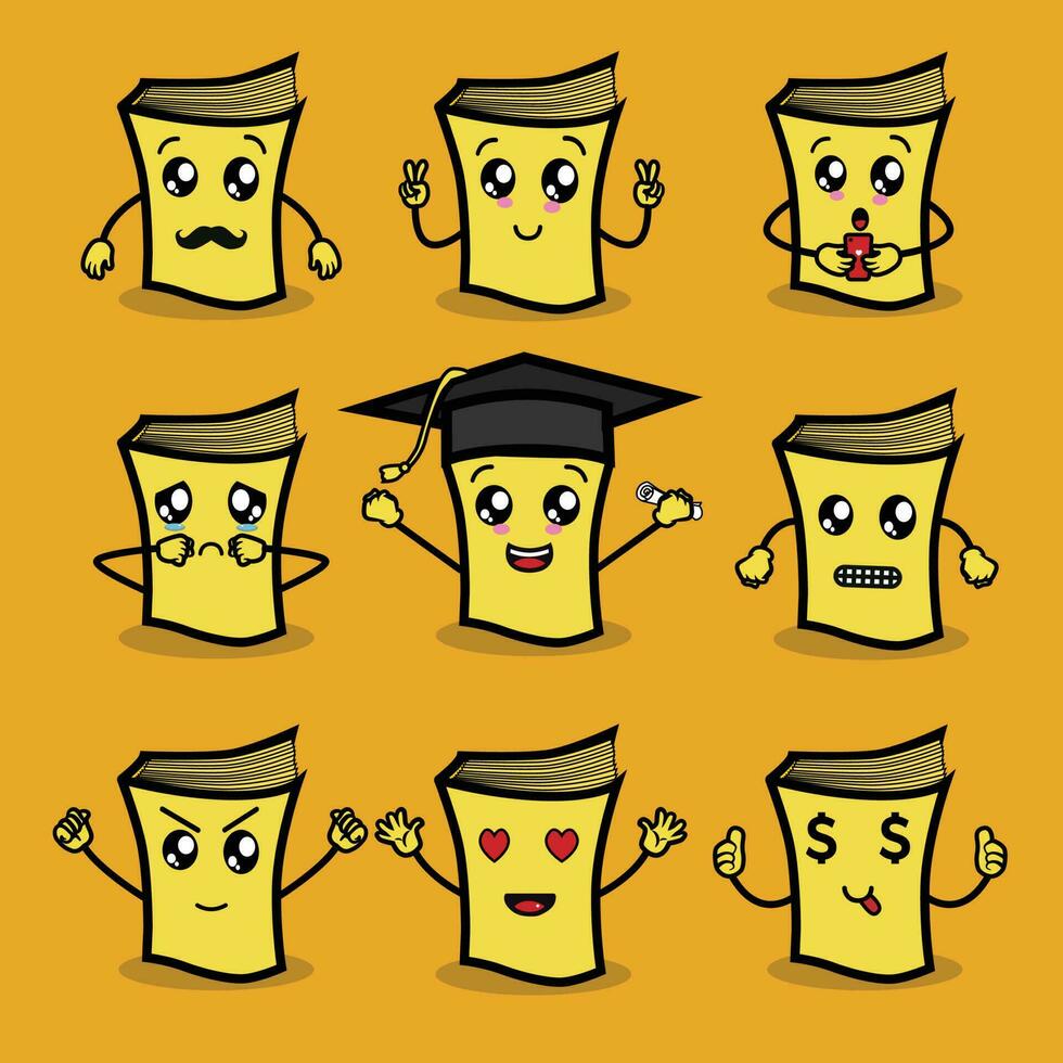 Book character emoji illustration vector