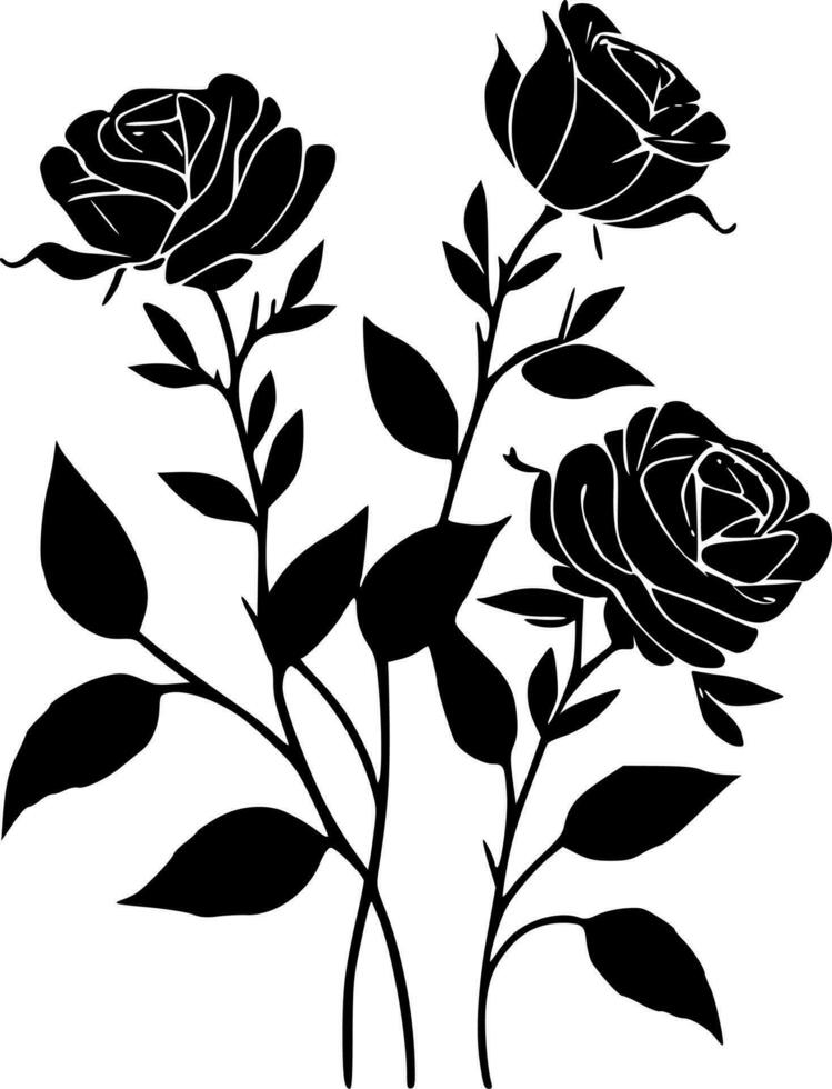Roses, Black and White Vector illustration