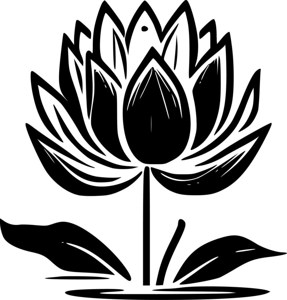 Lotus Flower, Black and White Vector illustration