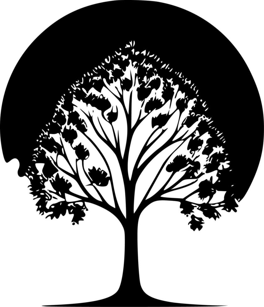 árbol - negro y blanco aislado icono - vector ilustración