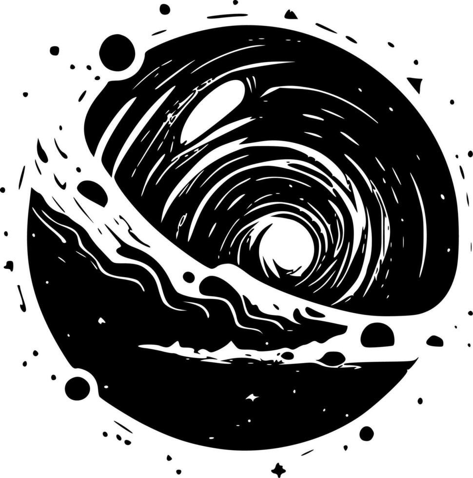 galaxia - negro y blanco aislado icono - vector ilustración