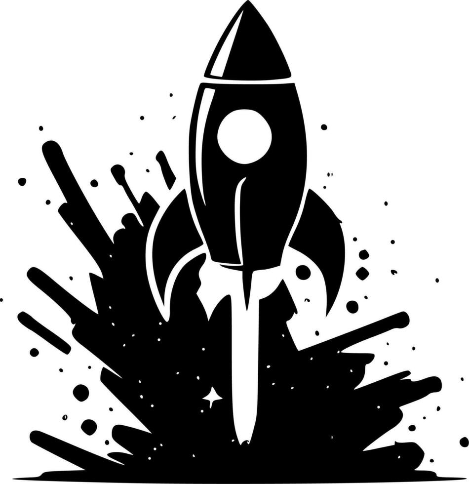 Rocket - Black and White Isolated Icon - Vector illustration