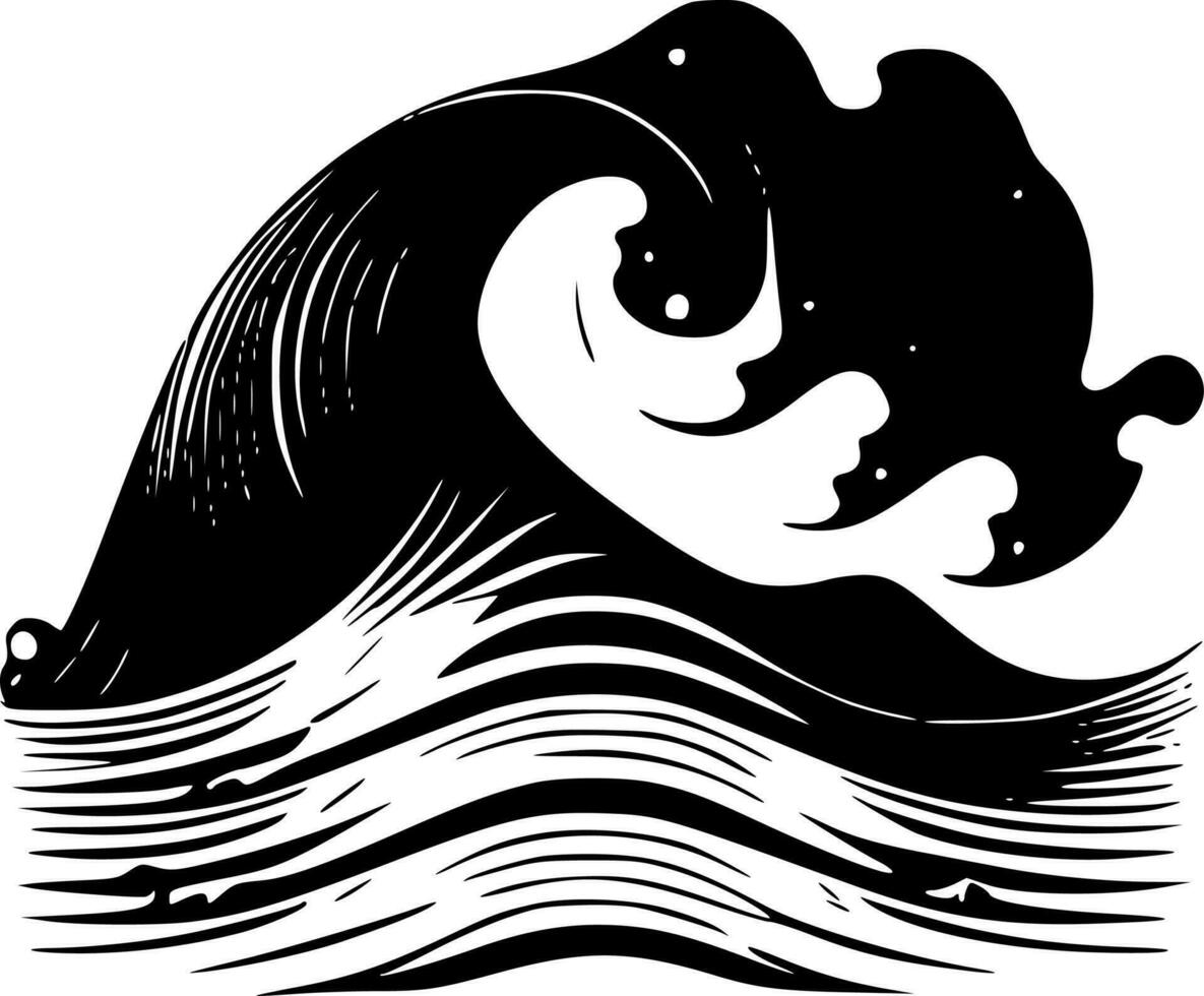 Waves, Minimalist and Simple Silhouette - Vector illustration