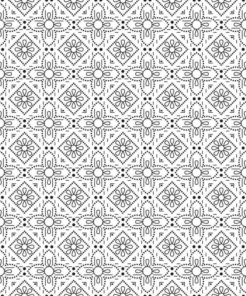 black and white floral texture pattern with round dot vector backdrop design