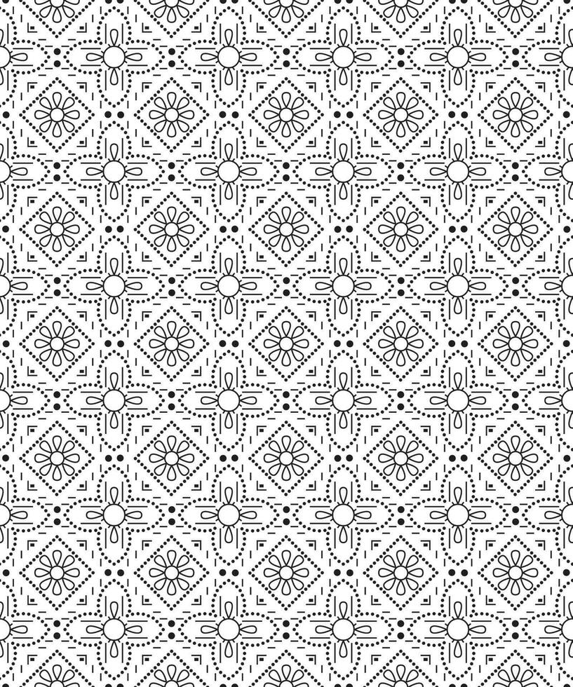 negro y blanco floral textura modelo con redondo punto vector fondo diseño