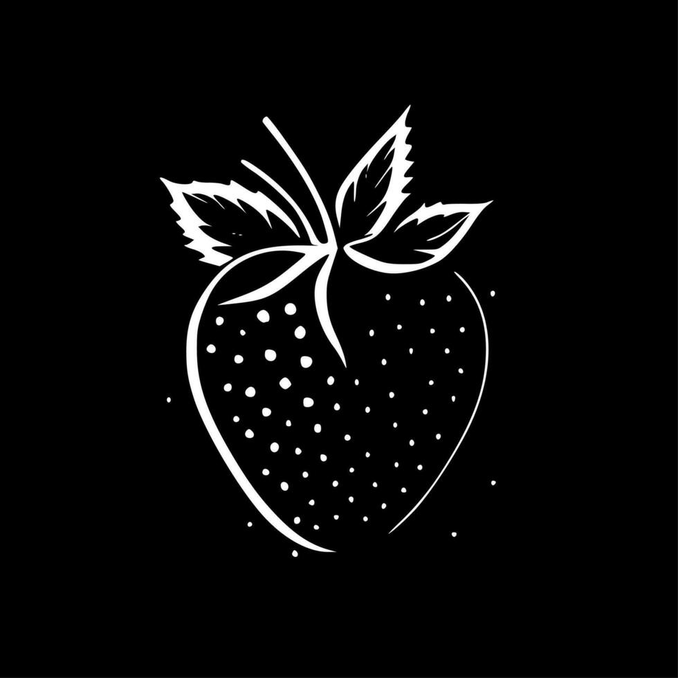 Strawberry, Black and White Vector illustration