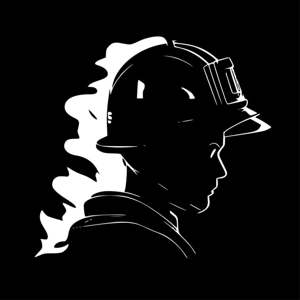 Firefighter, Minimalist and Simple Silhouette - Vector illustration