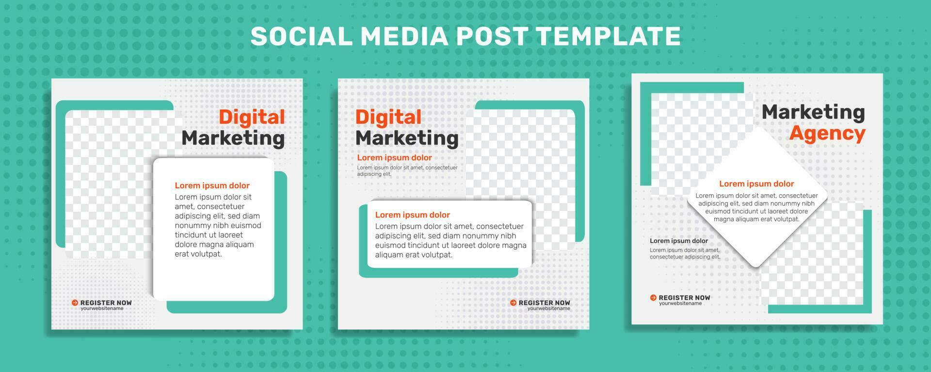 Digital marketing agency social media post and corporate web banner template vector