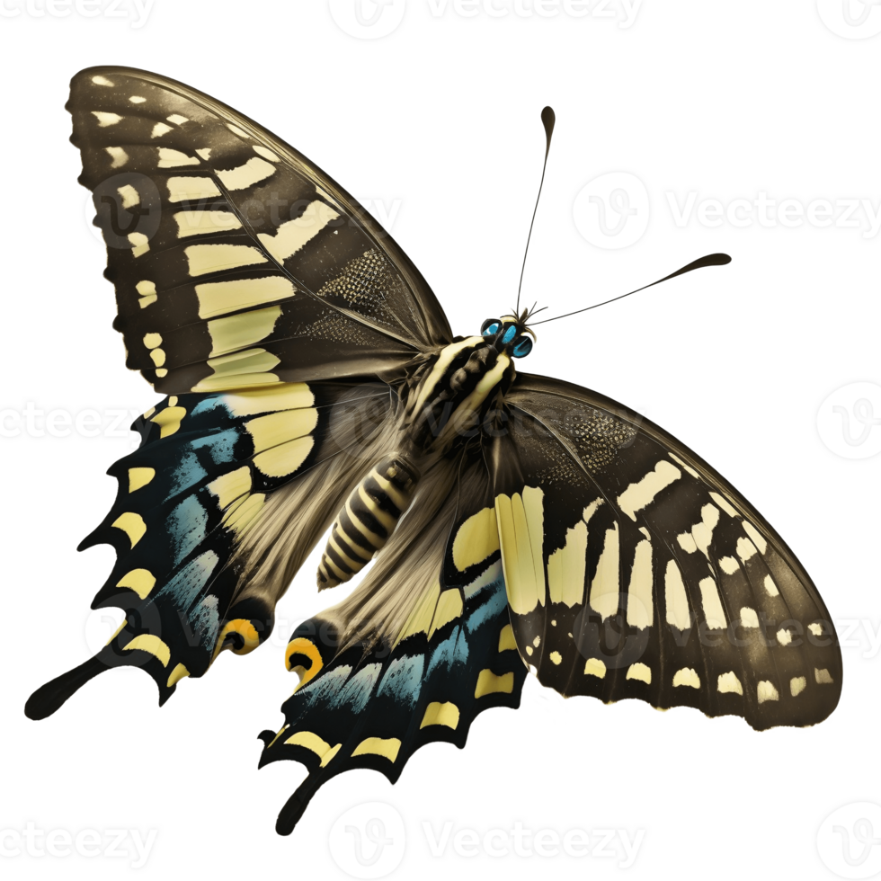 colorida rabo de andorinha borboleta em transparente fundo, criada com generativo ai png