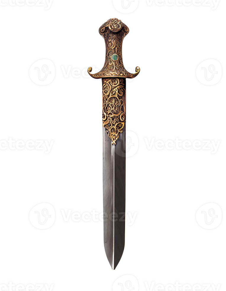 Sword with filigree details on transparent background, created with png