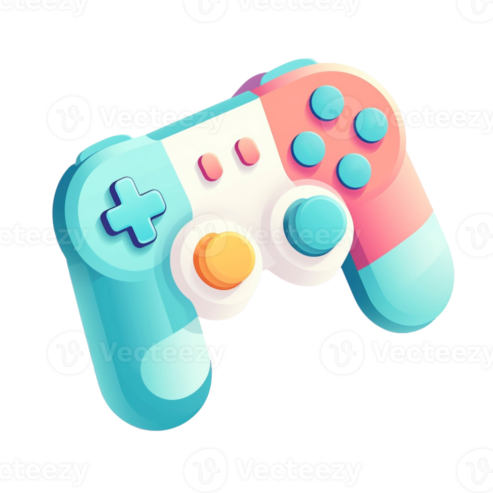 Cute pastel color gamepad icon on transparent background, created with png