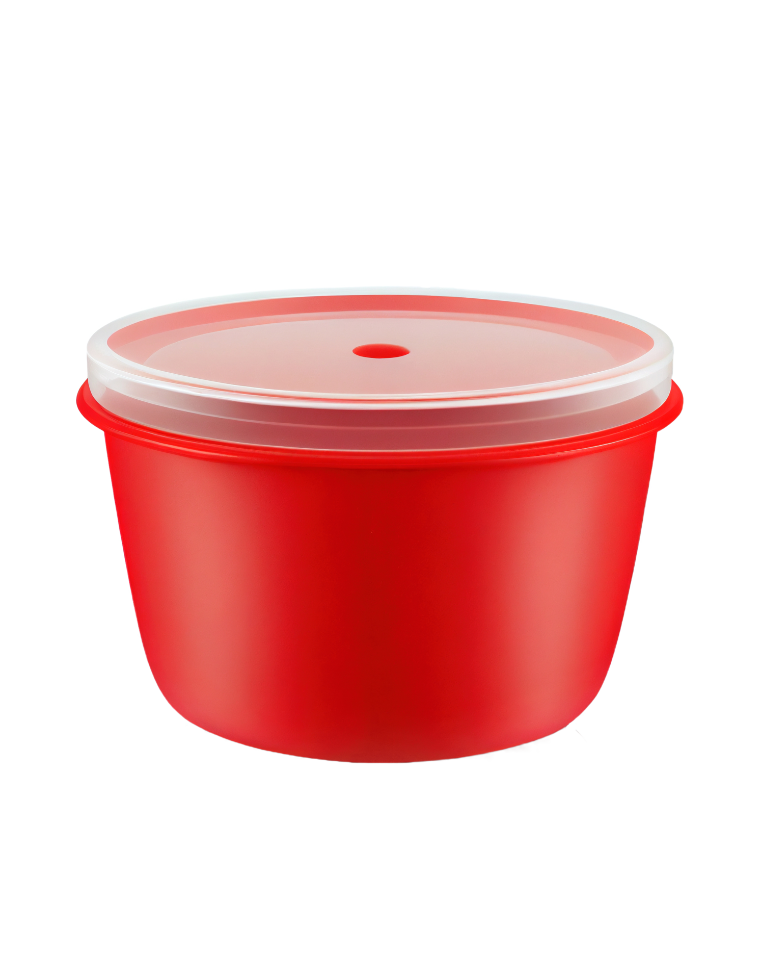 Red plastic bowl container on transparent background, created with