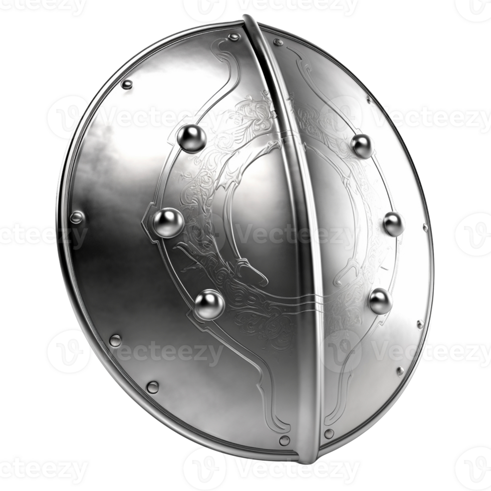 Metal shield icon on transparent background, created with png