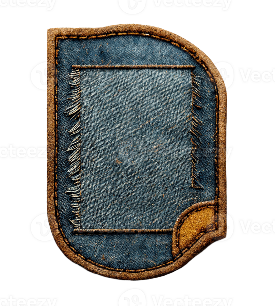 Leather jeans brand patch on transparent background, created with png
