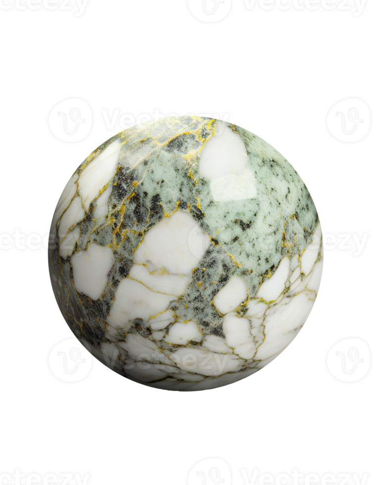 Marble stone ball isolated on transparent created with png