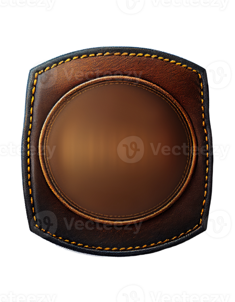 Leather jeans brand patch on transparent background, created with png
