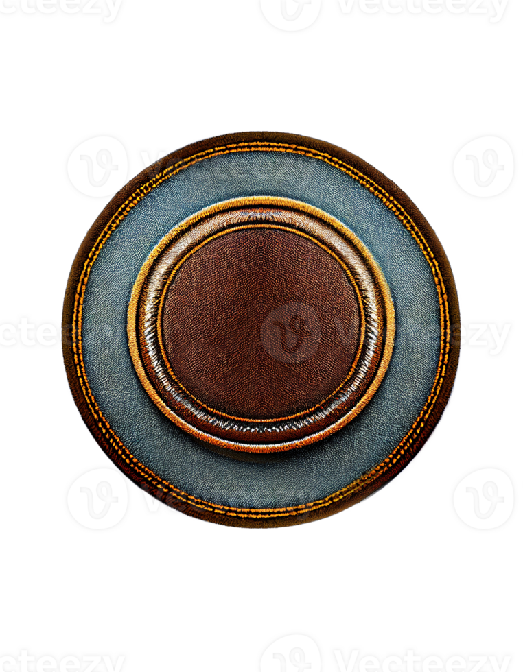 Leather jeans brand patch on transparent background, created with png