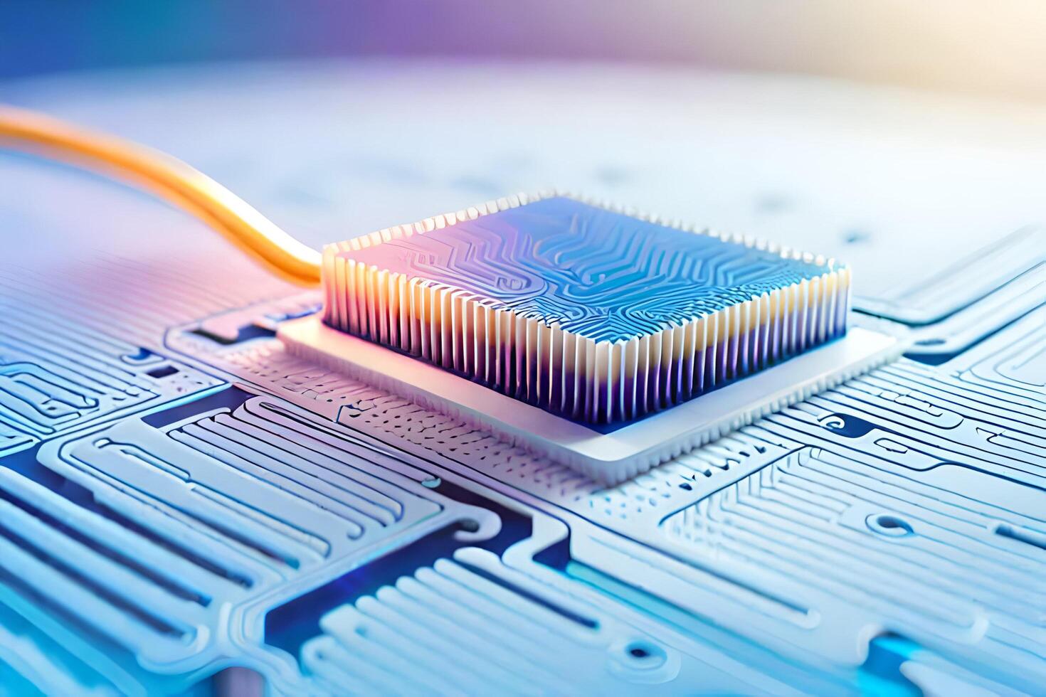 Computer electronic circuit board with processor photo