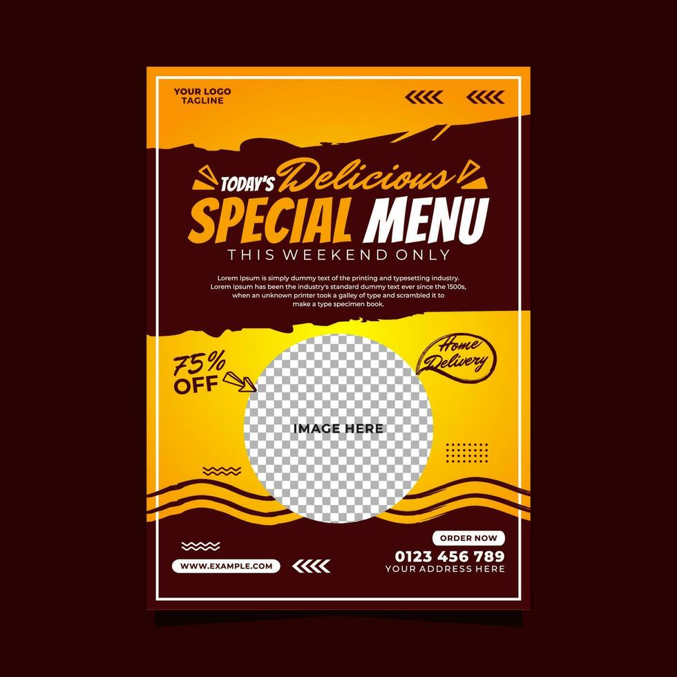 delicioso especial menú vertical póster volantes promoción modelo vector