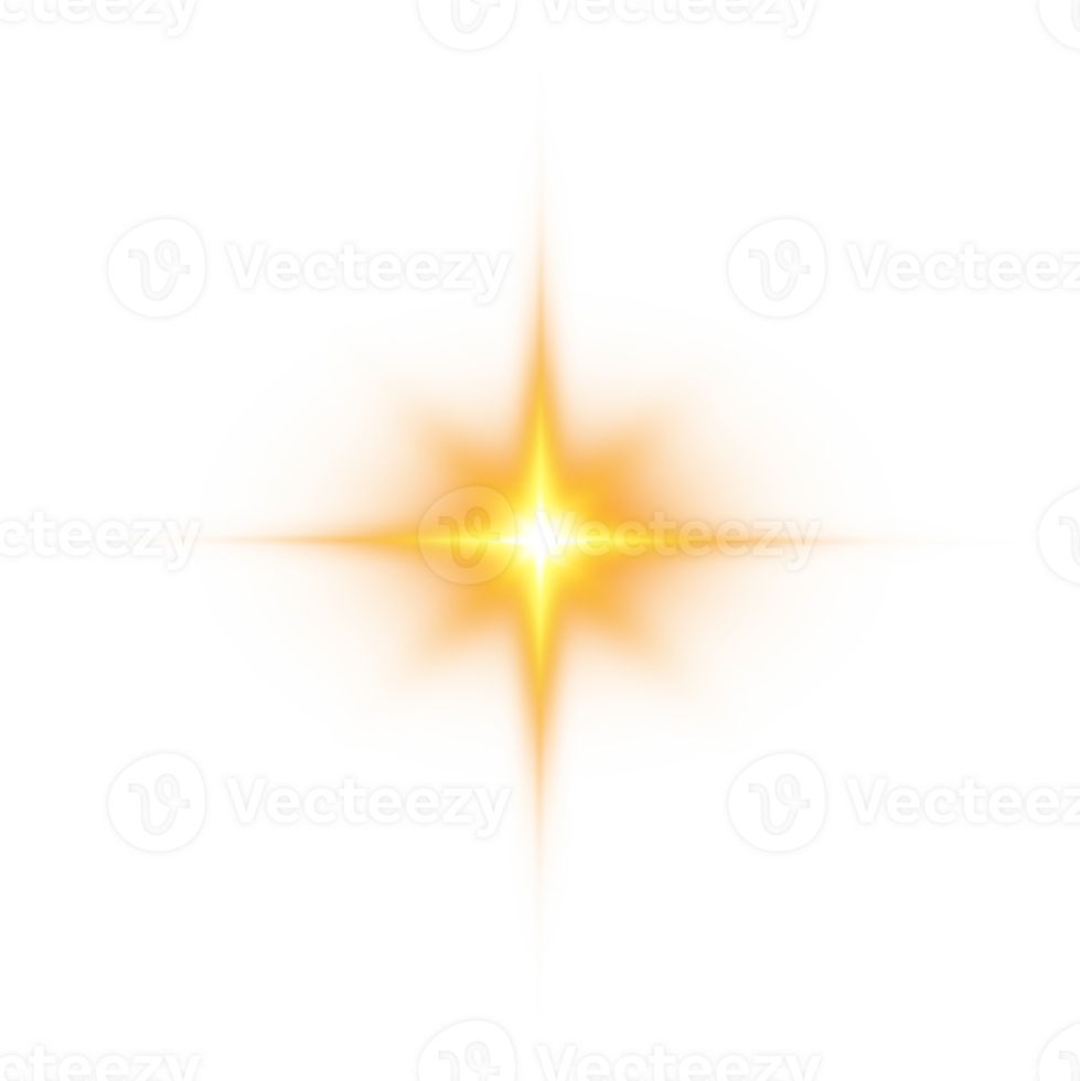 Golden glowing light effects isolated on transparent background. Solar flare with beams and spotlight. Glow effect. Starburst with sparkles. PNG. png