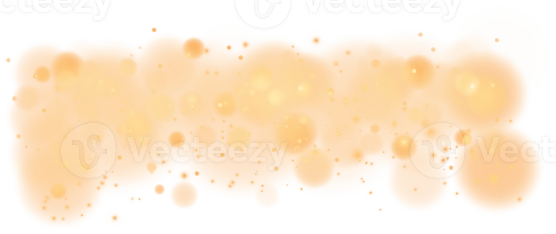Golden shining bokeh lights with glowing particles  on transparent background. PNG. png