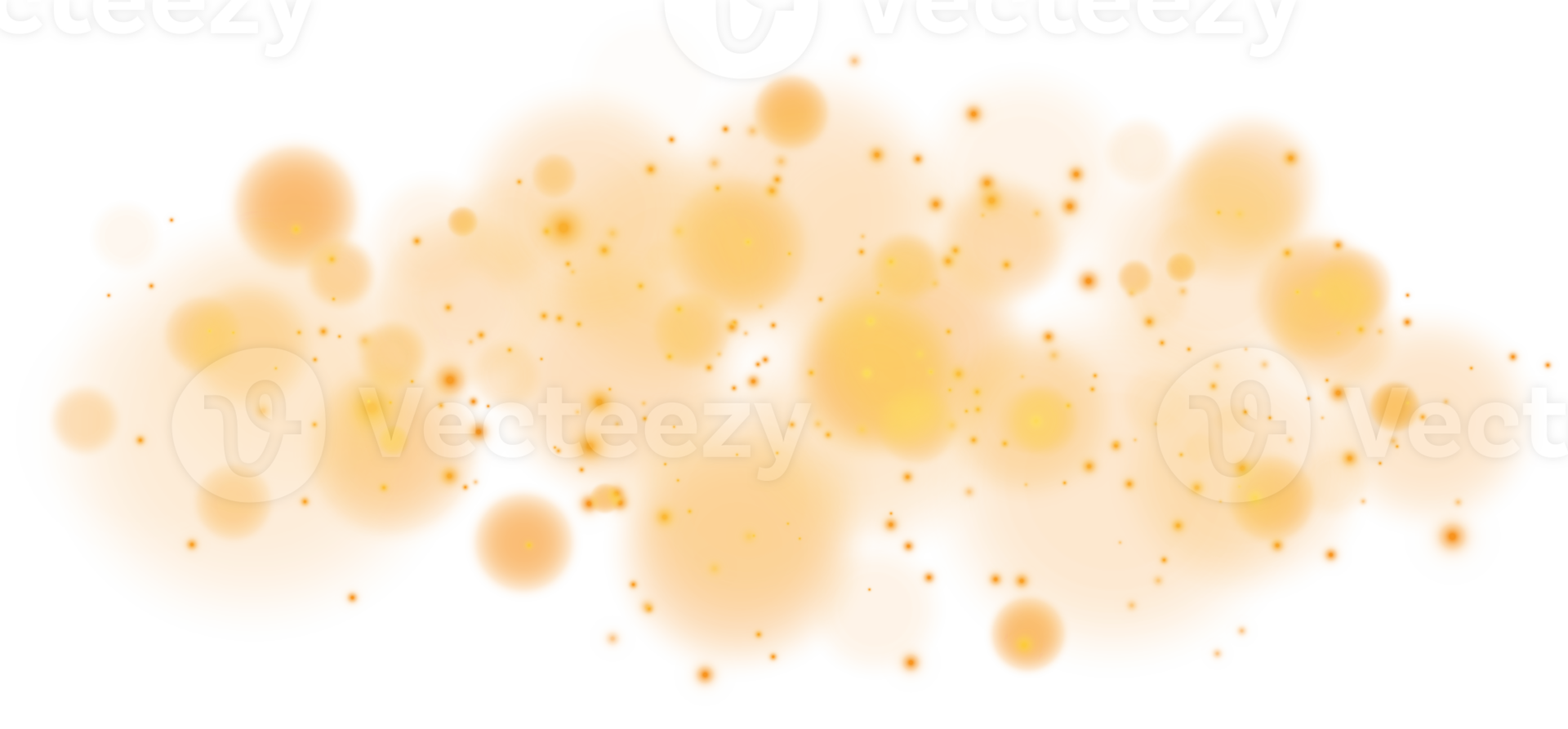 Golden shining bokeh lights with glowing particles  on transparent background. PNG. png