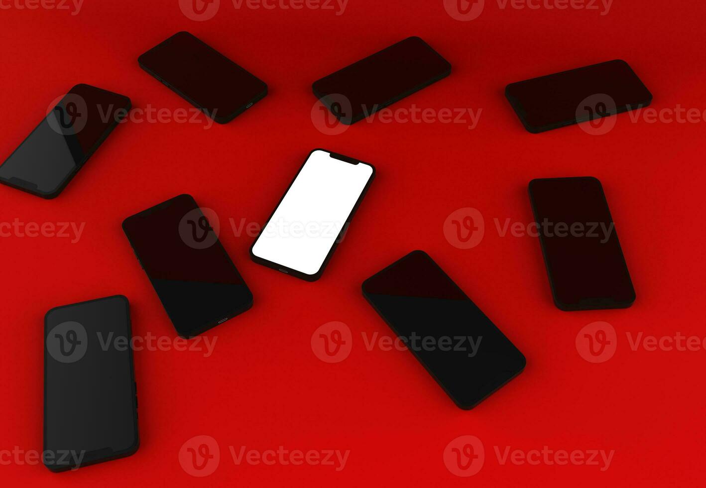 Mobile Phone Template Mockup. Different concept. 3D illustration. photo