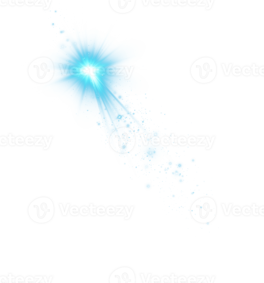 bleu embrasé lumières effets isolé sur transparent Contexte. solaire éclater avec poutres et projecteur. lueur effet. starburst avec scintille. png. png