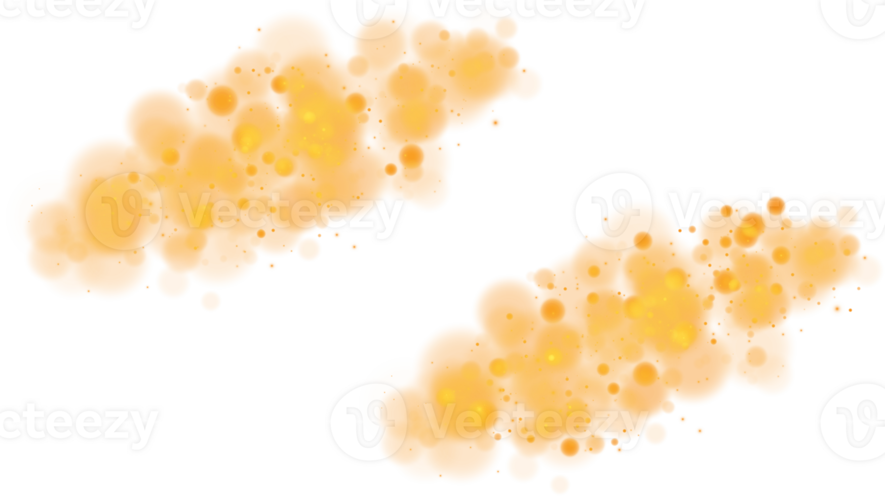 Golden shining bokeh lights with glowing particles  on transparent background. PNG. png
