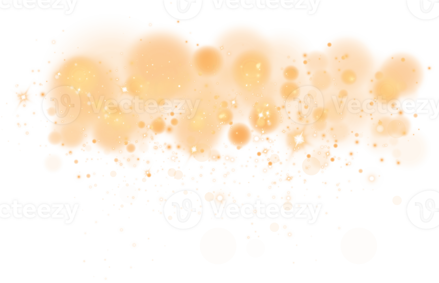 Golden shining bokeh lights with glowing particles  on transparent background. PNG. png