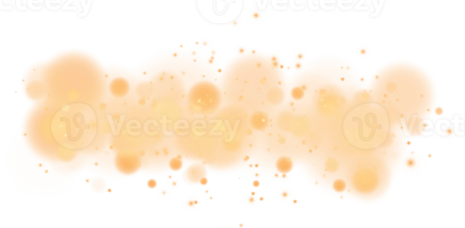 Golden shining bokeh lights with glowing particles  on transparent background. PNG. png