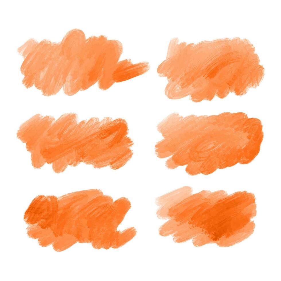 Orange Watercolor decorative brush stroke set background vector