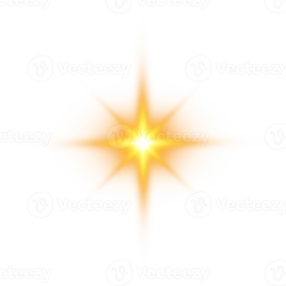 Golden glowing light effects isolated on transparent background. Solar flare with beams and spotlight. Glow effect. Starburst with sparkles. PNG. png