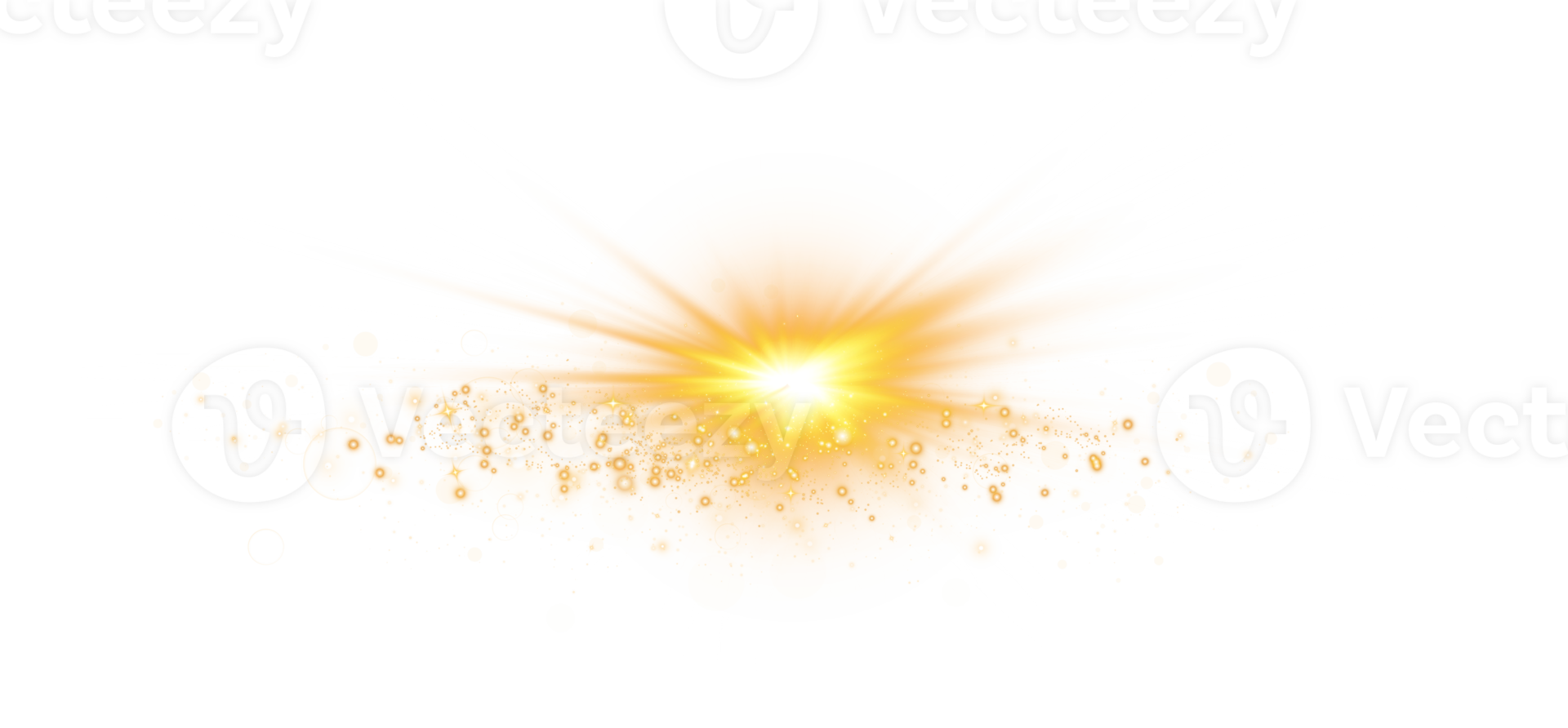 Golden glowing light effects isolated on transparent background. Solar flare with beams and spotlight. Glow effect. Starburst with sparkles. PNG. png